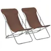 Image de Chaises de plage pliables lot de 2 Acier et tissu oxford Marron