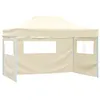 Image de vidaXL Tente Pliable avec 3 Parois 3x4,5 m Crème Tonnelle de Jardin Chapiteau 44972