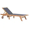 Image de Chaise longue vidaxl L. 206 cm H. 35 cm en teck bois pliable