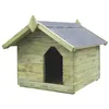 Image de Niche de jardin pour chien - vidaXL - Bois de pin imprégné - Toit ouvrant - Résistante aux intempéries - Vert