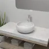 Image de vidaXL Lavabo de Salle de Bain avec Mitigeur Céramique Rond Blanc Vasque 275495