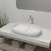 Image de vidaXL Lavabo Salle de Bain avec Mitigeur Céramique Ovale Blanc Robinet Vasque 275496