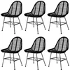 Image de Lot de 6 chaise vidaxl interieur non pliable H. 84 cm en rotin noir