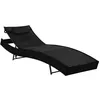 Image de Chaise longue vidaxl en resine tressee L. 213 cm H. 40 cm noir non empilable non pliable