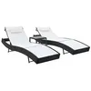 Image de vidaXL Chaises longues 2 pcs et table Résine tressée et textilène Noir