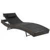 Image de Chaise longue vidaxl L. 213 cm H. 40 cm marron en resine tressee non pliable