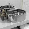 Image de Lavabo avec trop plein 46,5 x 15,5 cm Céramique Argenté