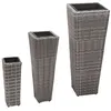 Image de vidaXL Lits surélevés de jardin 3 pcs Résine tressée Gris