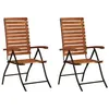 Image de Lot de 2 chaise vidaxl H. 97 cm empilable pliable en acacia exterieur bois