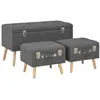 Image de Tabourets de rangement lot de 3 Gris foncé Tissu