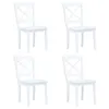 Image de vidaXL 4 pcs Chaises de salle à manger Blanc Bois d'hévéa massif