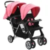 Image de vidaXL Poussette Tandem Bébé Enfant Voyage Landau Poussette Siège Poussette contre UV de 6 à 36 Mois Maximal de 15 kg Chacun 10157