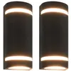 Image de vidaXL Appliques murales d'extérieur 2 pcs 35 W Noir Demi-rond