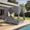 Image de Chaise longue vidaxl gris en resine tressee L. 197 cm H. 180 cm non empilable non pliable