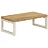 Image de vidaXL Bois de Manguier Massif Table Basse Acier Table de Canapé Salon Meubles