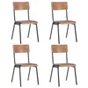 Image de vidaXL 4 pcs Chaises à dîner Marron Contreplaqué solide et acier
