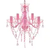 Image de Lustre en cristal rose classique plafonnier 5 feux lampe luminaire 240310