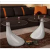 Image de vidaXL Table basse et dessus de table Verre rond Blanc brillant 2 pcs