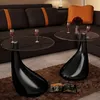 Image de vidaXL Table basse et dessus de table Verre rond Noir brillant 2 pcs