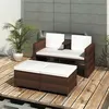 Image de Salon de jardin Vidaxl resine tressee marron 4 pieces 62 x 62 x 62 3 personnes