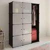 Image de Armoire modulaire 9 compartiments noir et blanc 109x36,5x143 cm