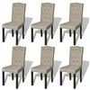 Image de vidaXL Chaise de salle à manger 6 pcs Tissu Beige