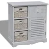 Image de vidaXL Kast met links 3 weefmanden hout wit 240794