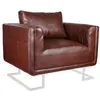 Image de Fauteuil cube avec pieds chromés Marron Similicuir