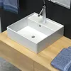 Image de Luxueuse vasque céramique carrée avec trop plein 41 x 41 cm