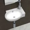 Image de Vasque de salle de bains céramique blanc avec trou de trop plein