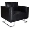 Image de Fauteuil cube avec pieds chromés Noir Similicuir