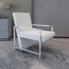 Image de vidaXL Fauteuil met chromen poten kunstleer wit241007