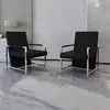 Image de Fauteuils lot de 2 avec cadre chromé noir similicuir