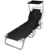 Image de Chaise longue vidaxl L. 189 cm gris H. 27 cm en acier non empilable pliable
