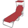 Image de Chaise longue vidaxl L. 58 cm en acier H. 27 cm gris non empilable pliable