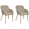 Image de vidaXL Chaise de salle à manger 2 pcs avec cadre en chêne Tissu Beige