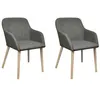 Image de vidaXL Chaise de salle à manger 2 pcs Cadre en chêne Tissu Gris foncé