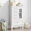 Image de vidaXL Armoire avec 5 tiroirs et 2 étagères Blanc