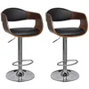 Image de Tabourets de bar lot de 2 bois courbé et similicuir