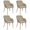 Image de vidaXL Chaise de salle à manger 4 pcs avec cadre en chêne Tissu Beige