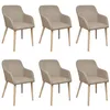 Image de Chaises à manger lot de 6 beige tissu et chêne massif
