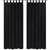 Image de 2 pcs Rideau à Passant Micro Satin Noir 140 x 225 cm