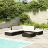 Image de Salon de jardin 6 pcs avec coussins Résine tressée Noir