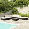 Image de Salon de jardin 8 pcs avec coussins résine tressée noir