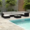 Image de Salon de jardin 8 pcs avec coussins Résine tressée Noir