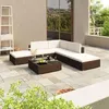 Image de Salon de jardin modulable Vidaxl resine tressee 5 personnes 6 pieces 70 x 70 x 52.5 cm gris