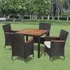 Image de Salon de jardin Vidaxl bois 5 pieces 4 personnes 90.0 x 90 x 75 cm acier