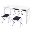 Image de Ensemble de table pliable de camping et 4 tabourets 120x60 cm