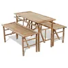 Image de Table de brasserie avec 2 bancs 100 cm Bambou