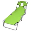 Image de Chaise longue avec coussin de tête acier enduit de poudre vert